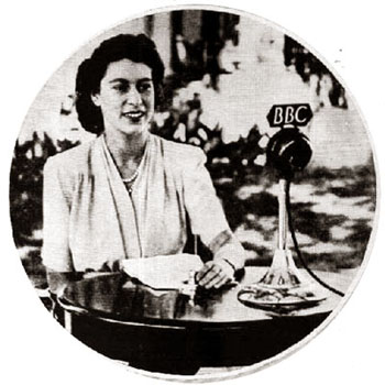 Elizabeth II speaking at the BBC